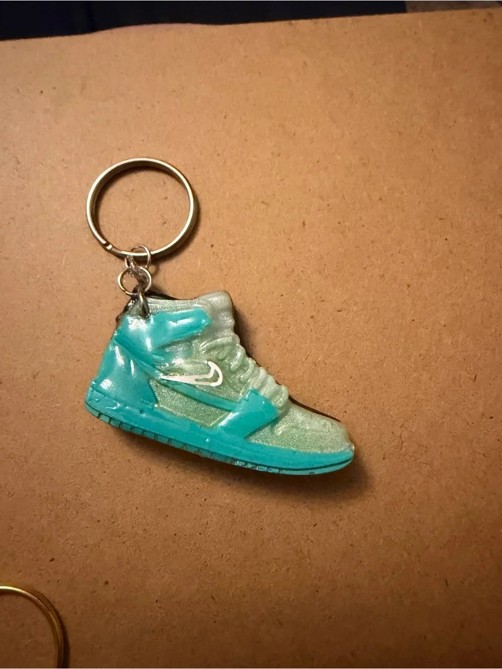 Fashion inspired Turquoise and White Mini Sneaker Keychain
